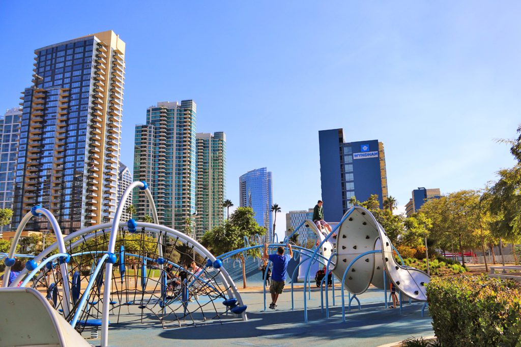 San Diego's Waterfront Park has got to be the coolest city park we've ever been too! | 12 unforgettable things to do in San Diego with kids #sandiego #sandiegokids #waterfrontpark #simplywander #familyvacation