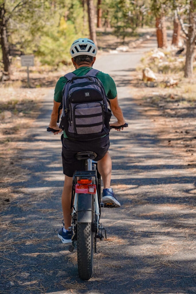 Riding e-bikes at the Grand Canyon National Park, Arizona